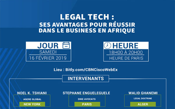 DROIT-TECH/AFRIQUE : Une web-conférence Legaltech prévue le 16 février 2019